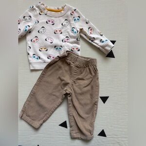Carters|Baby boy/gender neutral Cream sweatshirt w colorful pandas & pants•••18M